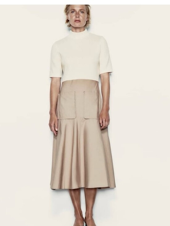 Zara Dresses & Skirts - #16. Zara Knit Contrast Poplin Midi Dress